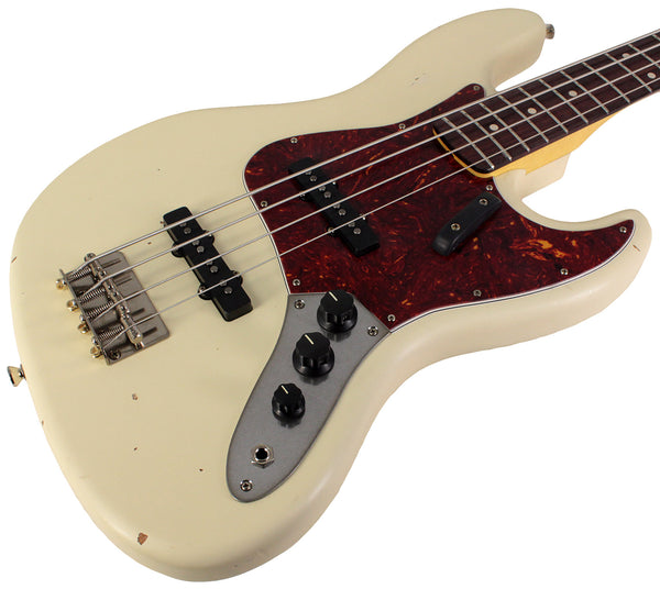 Nash JB-63 Bass Guitar, Olympic White, Light Aging | Humbucker Music