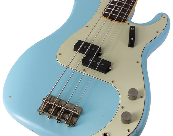 Nash PB-63 Bass Guitar, Sonic Blue, Light Aging