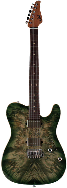 Suhr Select Modern T Mahogany Guitar, Faded Trans Green Burst 