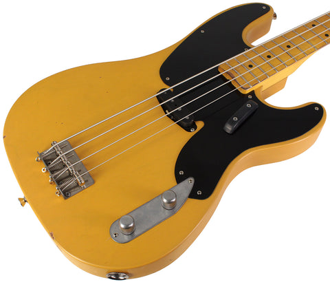 Nash PB52 Bass Guitar, Butterscotch Blonde, Light Aging