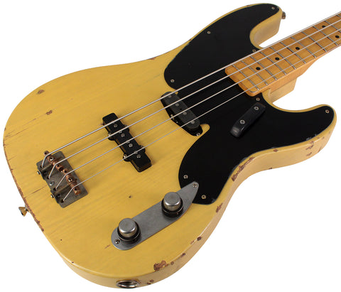 Nash PB52 Bass Guitar, Butterscotch Blonde, Reverse Headstock, JB Pickups, Stacked Knobs