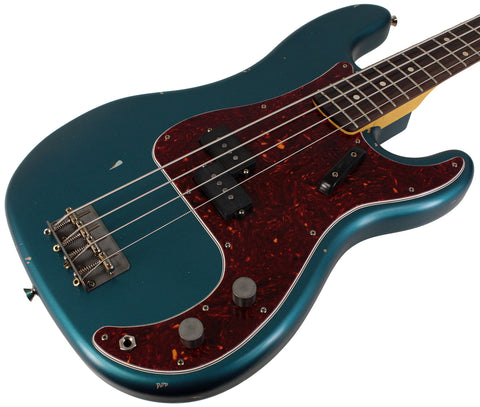 Nash PB63 Bass Guitar, Ocean Turquoise Metallic, Light Aging