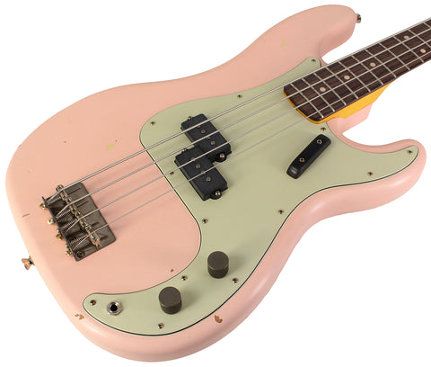 Nash PB63 Bass Guitar, Shell Pink, Light Aging