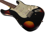 Nash S-63 Guitar, Black over 3 Tone Sunburst