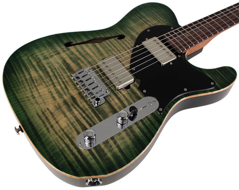 Suhr Select Alt T Guitar, Faded Trans Green Burst, Black PG