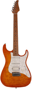 Suhr Standard Plus Guitar, Trans Honey Amber Burst, Roasted Maple